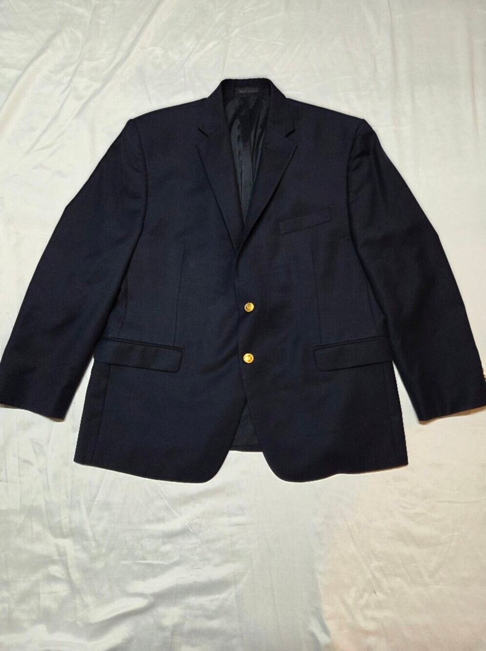Classic Men's Navy Double-Breasted Blazer with Gold Buttons